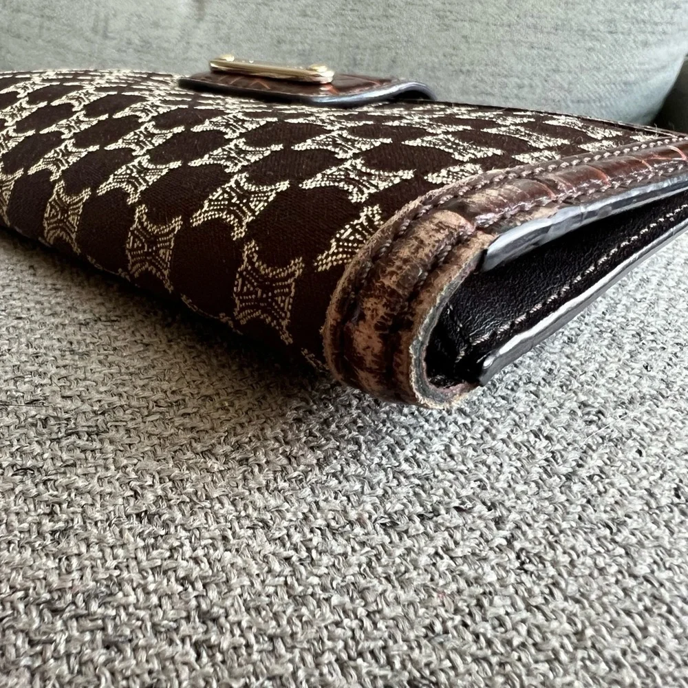 Celine Macadam brown bifold snap wallet